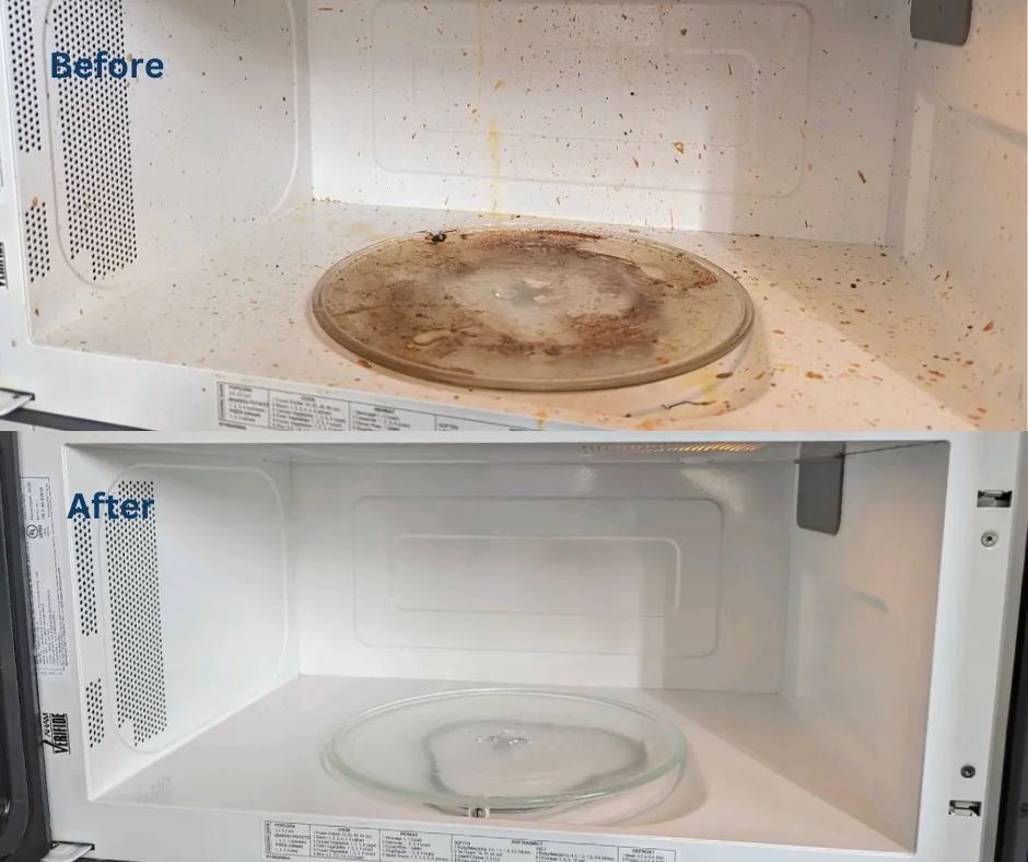 Before and after deep house cleaning - microwave